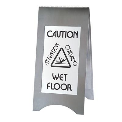 Cal-Mil 852-55 22" 2-Sided Stainless Steel WET FLOOR Sign