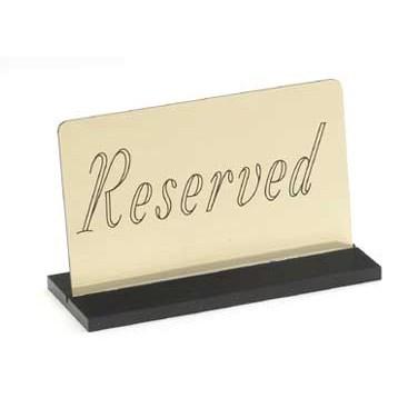 Cal-Mil 956-11 "Reserved" Table Sign - 5" X 3", Metal, Gold