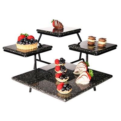 Cal-Mil DE1030-31 4-Tier Square Black Pearl Simulated Stone Display Stand