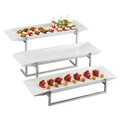 Cal-Mil PP3661-49 3 Tier Display Stand with Porcelain Platters, Chrome