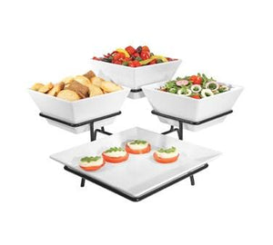 Cal-Mil SR1020-13 3 Tier Gourmet Quad Platter Bowl Display - Melamine, Black