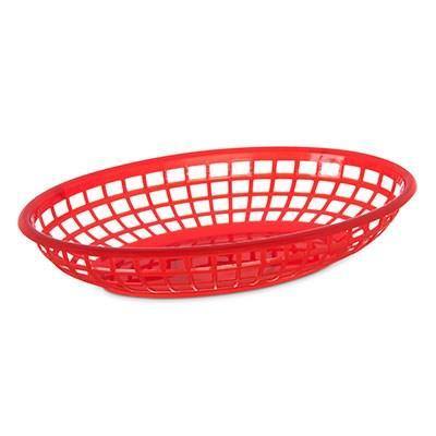 Carlisle 033305 Oval Serving Basket, Polyethylene, Red