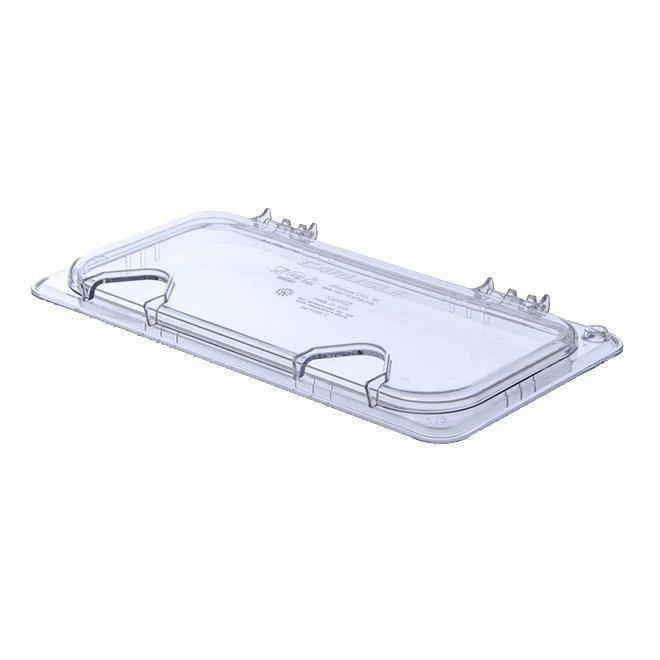 Carlisle 10280Z07 Storplus EZ Access 1/3 Size Clear Polycarbonate Hinged Lid with Two Notches