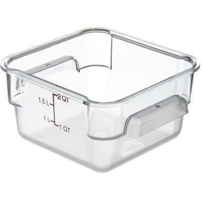 Carlisle 10720AF07 Storplus Allergen-Free 2 Qt. Clear Square Food Storage Container with Purple Gradations, Polycarbonate