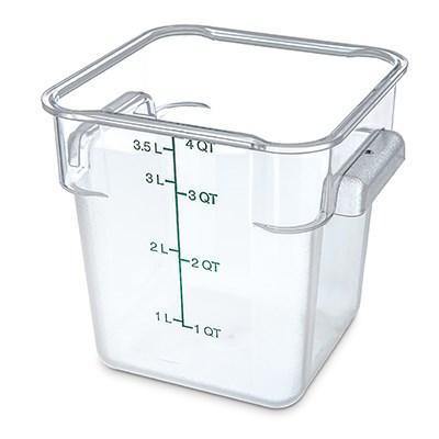 Carlisle 10721-307 Storplus 4 Qt. Clear Square Food Storage Container with Dark Green Lid, Polycarbonate