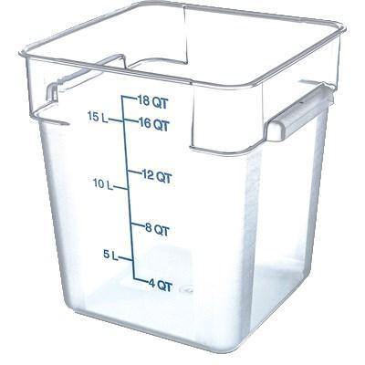 Carlisle 1072507 Storplus 18 Qt. Clear Square Food Storage Container with Blue Graduations, Polycarbonate