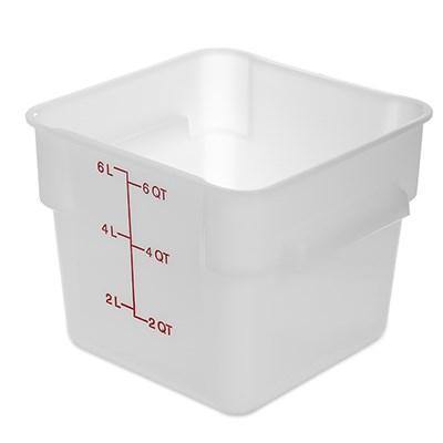 Carlisle 10732-202 Storplus 6 Qt. White Square Food Storage Container with Red Lid, Polyethylene