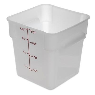 Carlisle 10733-202 Storplus 8 Qt. White Square Food Storage Container with Red Lid, Polyethylene