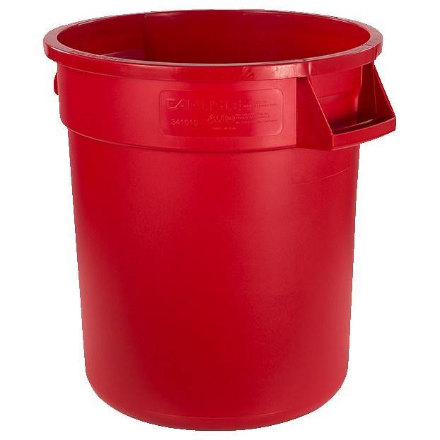 Carlisle 34101005 Bronco 10 Gallon Round Plastic Trash Can, Red