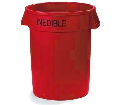 Carlisle 341020INE05 Bronco 20 Gallon Red Round "INEDIBLE" Plastic Trash Can