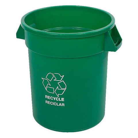 Carlisle 341020REC09 Bronco 20 Gallon Green Round "RECYCLE" Plastic Trash Can