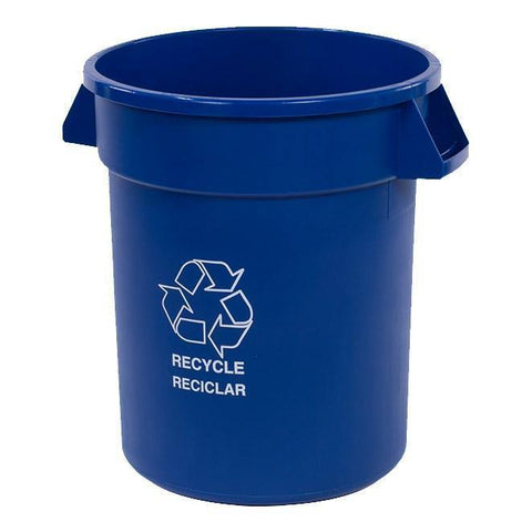 Carlisle 341020REC14 Bronco 20 Gallon Blue Round "RECYCLE" Plastic Trash Can