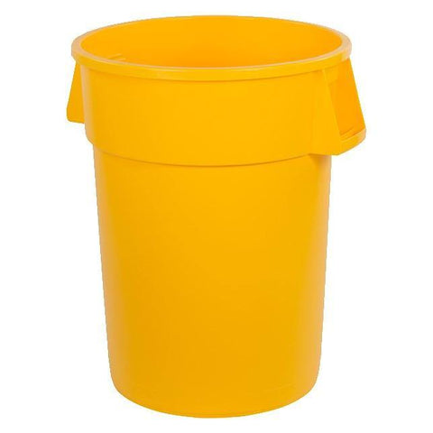 Carlisle 34104404 Bronco 44 Gallon Round Plastic Trash Can, Yellow