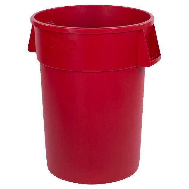 Carlisle 34104405 Bronco 44 Gallon Round Plastic Trash Can, Red