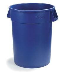 Carlisle 34104414 Bronco 44 Gallon Round Plastic Trash Can, Blue