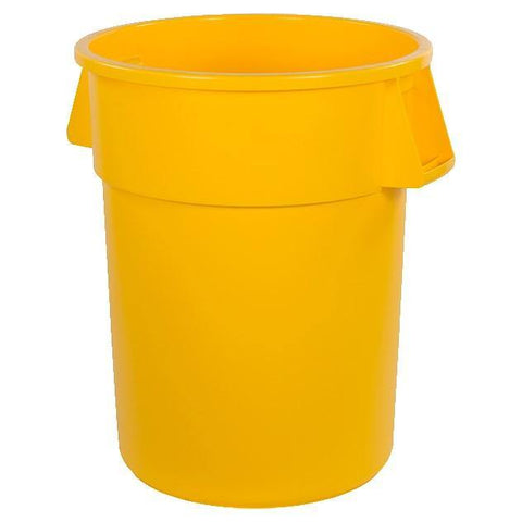 Carlisle 34105504 Bronco 55 Gallon Round Plastic Trash Can, Yellow