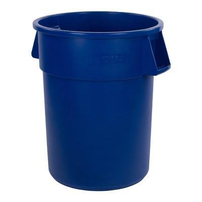 Carlisle 34105514 Bronco 55 Gallon Round Plastic Trash Can, Blue
