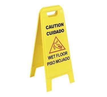 Carlisle 3690000 Wet Floor Safety Sign - 11x25" 2 Sided, Yellow
