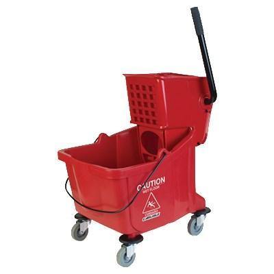 Carlisle 3690405 35 Qt Mop Bucket Combo - Side Press Wringer, Polyethylene, Red