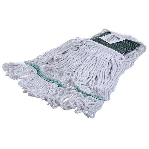 Carlisle 369418B00 Wet Mop Head - 4 Ply, Synthetic/Cotton Yarn, Green/White