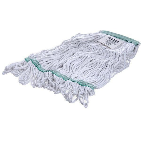 Carlisle 369419B00 Wet Mop Head - 4 Ply, Looped-End, Synthetic/Cotton Yarn, Green/White