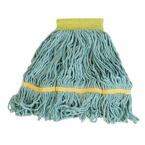 Carlisle 369472B09 Wet Mop Head - 4 Ply, Synthetic/Cotton Yarn, Green/Yellow