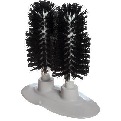 Carlisle 4046203 6" Glass Washer, Double Head Brushes - Polyester/Plastic, Black