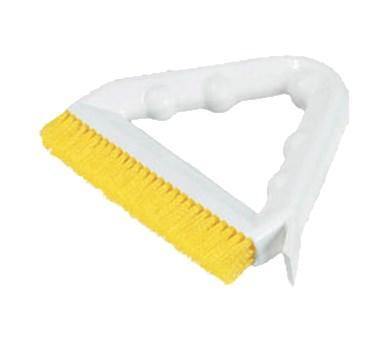 Carlisle 4132304 9" Triangular Tile & Grout Brush with Polyester Bristles, Yellow