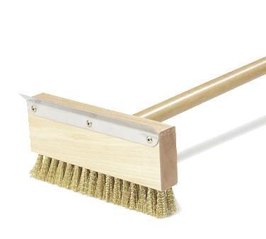 Carlisle 4152000 42" Oven Brush & Scraper - Crimped Brass Wire Bristles, Stainless/Wood