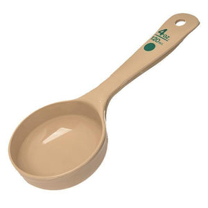 Carlisle 432806 Measure Misers 4 Oz. Beige Solid Short Handle Portion Spoon with Green Color Coding