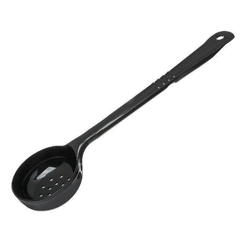 Carlisle 4381-503 Measure Misers 4 Oz. Black Long Handle Perforated Portion Spoon