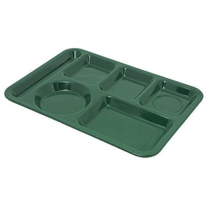 Carlisle 4398008 10" X 14" Forest Green Heavy Weight Melamine Left Hand 6 Compartment Tray