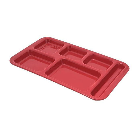 Carlisle 4398205 Melamine Rectangular Tray with (6) Compartments, Red