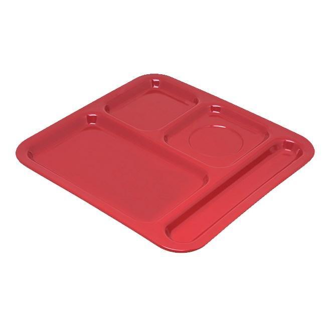 Carlisle 4398405 Melamine Rectangular Tray with (4) Compartments, Red