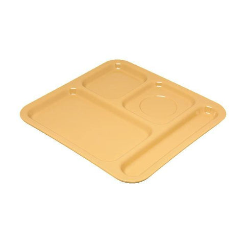 Carlisle 4398422 Melamine Rectangular Tray with (4) Compartments, Honey Yellow