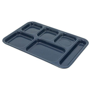 Carlisle 4398835 10" X 14-1/2" Cafe Blue Heavy Weight Melamine Right Hand 6 Compartment Tray