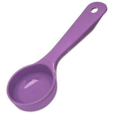 Carlisle 492489 Measure Misers 2 Oz. Purple Short Handle Portion Spoon