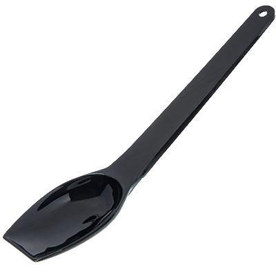 Carlisle 50903 11" Salad Spoon with Flat Edge, Plastic, Black