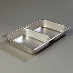 Carlisle 607002D Durapan Full Size 2-1/2" Deep Divided Stainless Steel Steam Table / Hotel Pan - 24 Gauge