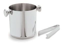 Carlisle 609191 1.7 Qt. 18/8 Mirror Polish Stainless Steel Ice Bucket with Handles and Tong