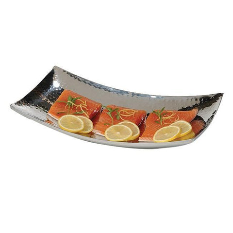Carlisle 609216 15" X 8-1/2" Stainless Steel Hammered Curved Insulated Serving Tray