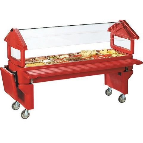 Carlisle 660805 Youth Portable Food Bar - (5) Full-Size Pan Capacity, Polyethylene, Red