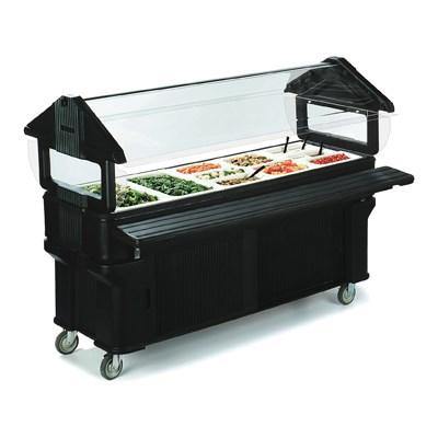 Carlisle 661103 Portable Food Bar - (5) Full-Size Pan Capacity, Sneeze Guard, Black