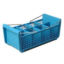 Carlisle C32P214 Flatware Basket - (8)Compartments, Wire Handles, Polypropylene, Blue