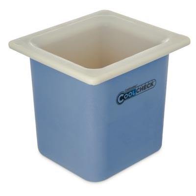Carlisle CM1105C1402 1/6 Size Coldmaster Coolcheck Food Pan, 6" Deep, 1 7/10 Qt Capacity, White/Blue