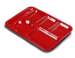 Carlisle P61405 10" X 14" Red Left-Handed 6 Compartment Polypropylene Tray