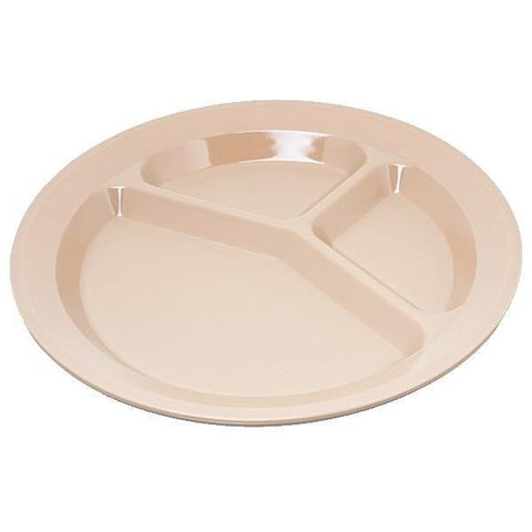 Carlisle PCD21125 11" Plastic Dinner Plate with 3 Compartments, Tan