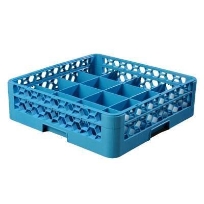 Carlisle RC16-114 Opticlean Glass Rack with (16) Compartments - (1) Extender, Blue