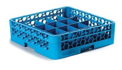 Carlisle RC20-114 Opticlean Glass Rack with (20) Compartments - (1) Extender, Blue