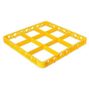 Carlisle RE9C04 Opticlean 9 Compartments Yellow Color-Coded Glass Rack Extender